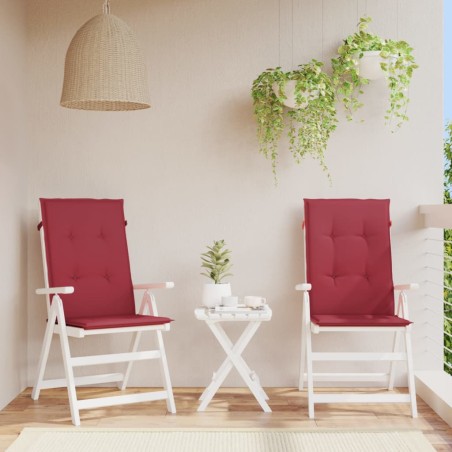 vidaXL Cojín silla de jardín respaldo alto 2 uds tela rojo 120x50x3 cm