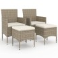 vidaXL Juego de silla de jardín y taburete 4 piezas ratán PE beige vidaXL Juego de silla de jardín y taburete 4 piezas ratán PE beige