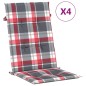 vidaXL Cojín silla jardín respaldo alto 4 uds cuadros rojo 120x50x3 cm vidaXL Cojín silla jardín respaldo alto 4 uds cuadros rojo 120x50x3 cm