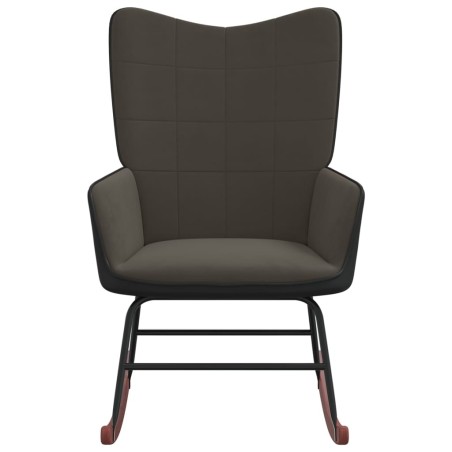 vidaXL Silla mecedora de terciopelo y PVC gris oscuro