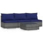 vidaXL Set de muebles de jardín 4 pzas y cojines ratán sintético gris vidaXL Set de muebles de jardín 4 pzas y cojines ratán sintético gris
