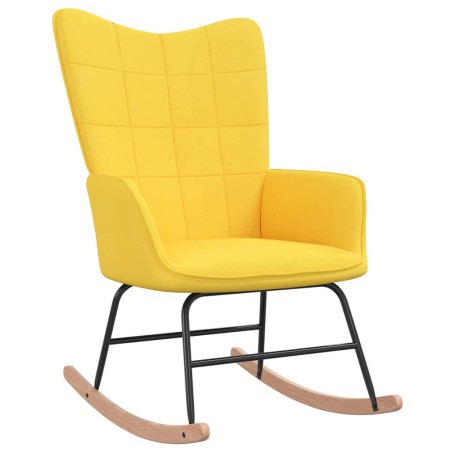 vidaXL Silla mecedora de tela amarillo mostaza