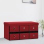 vidaXL Banco almacenaje plegable lino sintético rojo tinto 76x38x38 cm vidaXL Banco almacenaje plegable lino sintético rojo tinto 76x38x38 cm