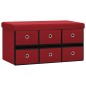 vidaXL Banco almacenaje plegable lino sintético rojo tinto 76x38x38 cm vidaXL Banco almacenaje plegable lino sintético rojo tinto 76x38x38 cm
