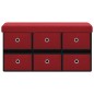 vidaXL Banco almacenaje plegable lino sintético rojo tinto 76x38x38 cm vidaXL Banco almacenaje plegable lino sintético rojo tinto 76x38x38 cm