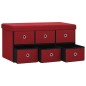 vidaXL Banco almacenaje plegable lino sintético rojo tinto 76x38x38 cm vidaXL Banco almacenaje plegable lino sintético rojo tinto 76x38x38 cm