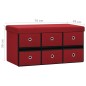 vidaXL Banco almacenaje plegable lino sintético rojo tinto 76x38x38 cm vidaXL Banco almacenaje plegable lino sintético rojo tinto 76x38x38 cm