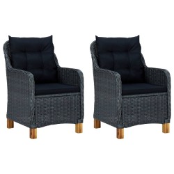 vidaXL Sillas de jardín con cojines 2 uds ratán sintético gris oscuro