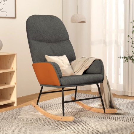 vidaXL Silla mecedora de tela gris oscuro
