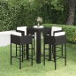 vidaXL Set muebles bar jardín 5 piezas y cojines ratán sintético negro vidaXL Set muebles bar jardín 5 piezas y cojines ratán sintético negro