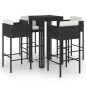 vidaXL Set muebles bar jardín 5 piezas y cojines ratán sintético negro vidaXL Set muebles bar jardín 5 piezas y cojines ratán sintético negro