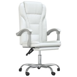 vidaXL Silla de oficina reclinable cuero sintético blanco