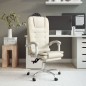 vidaXL Silla de oficina reclinable masaje cuero sintético color crema vidaXL Silla de oficina reclinable masaje cuero sintético color crema