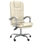 vidaXL Silla de oficina reclinable masaje cuero sintético color crema vidaXL Silla de oficina reclinable masaje cuero sintético color crema