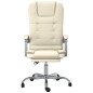 vidaXL Silla de oficina reclinable masaje cuero sintético color crema vidaXL Silla de oficina reclinable masaje cuero sintético color crema