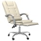 vidaXL Silla de oficina reclinable masaje cuero sintético color crema vidaXL Silla de oficina reclinable masaje cuero sintético color crema