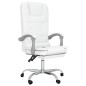 vidaXL Silla de oficina reclinable masaje cuero sintético blanco vidaXL Silla de oficina reclinable masaje cuero sintético blanco