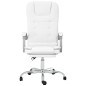 vidaXL Silla de oficina reclinable masaje cuero sintético blanco vidaXL Silla de oficina reclinable masaje cuero sintético blanco