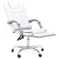 vidaXL Silla de oficina reclinable masaje cuero sintético blanco vidaXL Silla de oficina reclinable masaje cuero sintético blanco