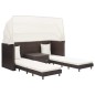 vidaXL Sofá cama de jardín 3 plazas con capota ratán sintético marrón vidaXL Sofá cama de jardín 3 plazas con capota ratán sintético marrón