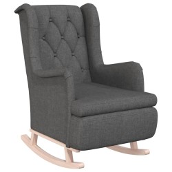 vidaXL Sillón con patas mecedoras madera de caucho tela gris oscuro