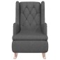 vidaXL Sillón con patas mecedoras madera de caucho tela gris oscuro vidaXL Sillón con patas mecedoras madera de caucho tela gris oscuro