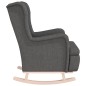 vidaXL Sillón con patas mecedoras madera de caucho tela gris oscuro vidaXL Sillón con patas mecedoras madera de caucho tela gris oscuro