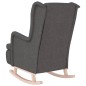 vidaXL Sillón con patas mecedoras madera de caucho tela gris oscuro vidaXL Sillón con patas mecedoras madera de caucho tela gris oscuro