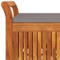 vidaXL Banco almacenaje jardín con cojín madera maciza de acacia 91 cm