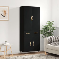 vidaXL Aparador alto madera contrachapada negro 69,5x34x180 cm