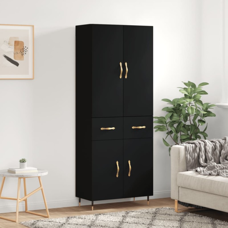 vidaXL Aparador alto madera contrachapada negro 69,5x34x180 cm vidaXL Aparador alto madera contrachapada negro 69,5x34x180 cm