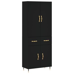 vidaXL Aparador alto madera contrachapada negro 69,5x34x180 cm