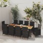 vidaXL Juego de comedor de jardín 11 pzas con cojines ratán PE negro vidaXL Juego de comedor de jardín 11 pzas con cojines ratán PE negro