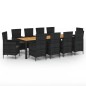vidaXL Juego de comedor de jardín 11 pzas con cojines ratán PE negro vidaXL Juego de comedor de jardín 11 pzas con cojines ratán PE negro