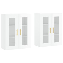 vidaXL Armarios de pared 2 uds madera de ingeniería blanco brillante