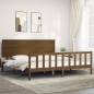 vidaXL Estructura cama y cabecero madera maciza marrón miel 200x200 cm