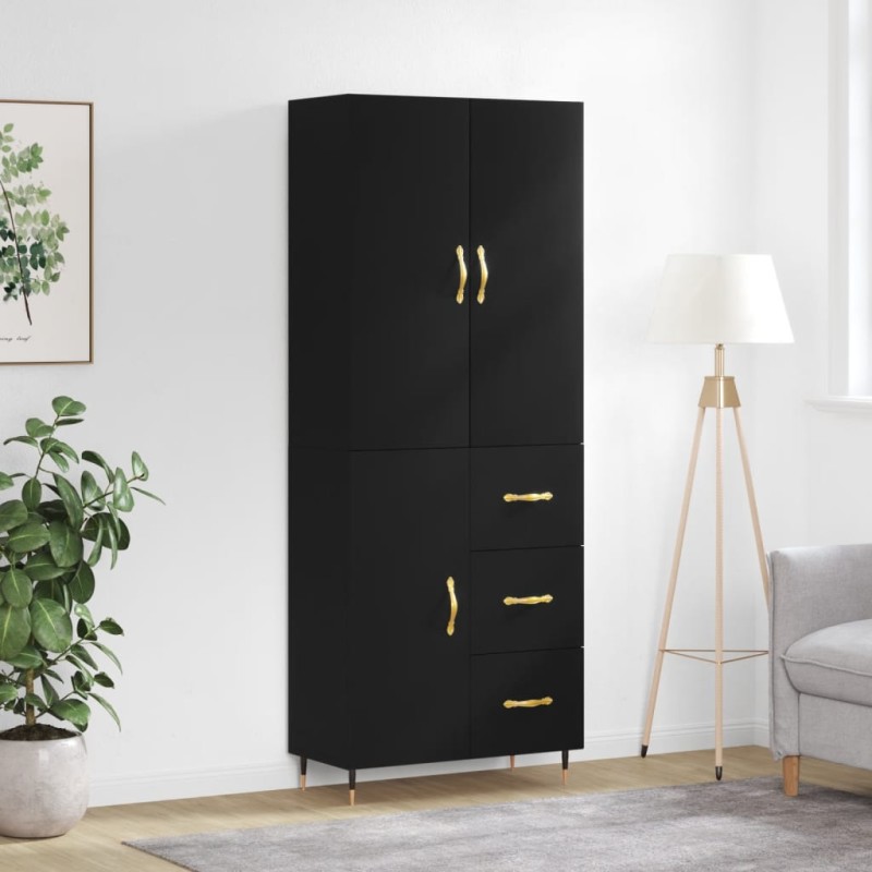 vidaXL Aparador alto madera contrachapada negro 69,5x34x180 cm vidaXL Aparador alto madera contrachapada negro 69,5x34x180 cm