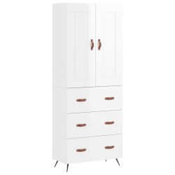 vidaXL Aparador alto madera contrachapada blanco brillo 69,5x34x180 cm