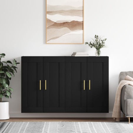vidaXL Armarios de pared 2 uds madera de ingeniería negro