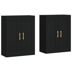 vidaXL Armarios de pared 2 uds madera de ingeniería negro