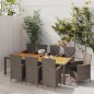 vidaXL Set de comedor de jardín 9 pzas y cojines ratán sintético gris
