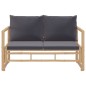 vidaXL Set de muebles de jardín 2 piezas bambú con cojines gris oscuro