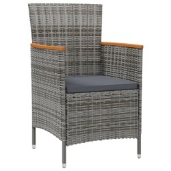 vidaXL Set de comedor de jardín 9 pzas y cojines ratán sintético gris