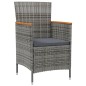 vidaXL Set de comedor de jardín 9 pzas y cojines ratán sintético gris