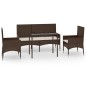 vidaXL Set muebles de jardín 4 piezas y cojines ratán sintético marrón vidaXL Set muebles de jardín 4 piezas y cojines ratán sintético marrón