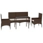 vidaXL Set muebles de jardín 4 piezas y cojines ratán sintético marrón vidaXL Set muebles de jardín 4 piezas y cojines ratán sintético marrón