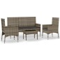 vidaXL Set de muebles de jardín 4 pzas y cojines ratán sintético gris vidaXL Set de muebles de jardín 4 pzas y cojines ratán sintético gris