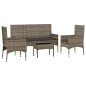 vidaXL Set de muebles de jardín 4 pzas y cojines ratán sintético gris vidaXL Set de muebles de jardín 4 pzas y cojines ratán sintético gris