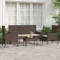vidaXL Set muebles de jardín 4 piezas y cojines ratán sintético marrón vidaXL Set muebles de jardín 4 piezas y cojines ratán sintético marrón