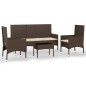 vidaXL Set muebles de jardín 4 piezas y cojines ratán sintético marrón vidaXL Set muebles de jardín 4 piezas y cojines ratán sintético marrón
